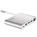 USB-C Docking Station Adapter, Fiveboy USB C Hub Data Syncing Charging Port, 4K HDMI Video Output, 2 USB 3.0 Gigabit Ethernet Ports MacBook Pro/Chromebook Pixel More(Silver)