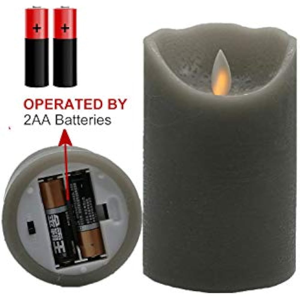 Marble Grey Color Flameless Candles 3 X 4/5/6inch Battery Operated LED