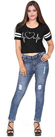 Club India Western Striped Heartbeat Printed Crop Tops for Girls and Women Under 999 (Black)