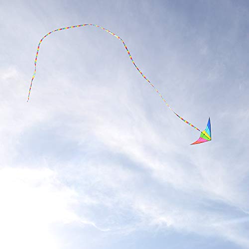 Kite Tail,Flat Ribbon Streamer Rainbow Multi Color (Rainbow), 49 Feet - Thumbnail 2