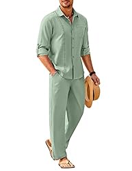 COOFANDY Mens Coordinated Outfit 2 Piece Linen Sets