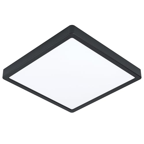 EGLO LED Deckenleuchte Fueva 5, L x B 28,5 cm, 1 flammige Aufbauleuchte aus Stahl und einer Kunststoff Leuchtfläche, Deckenlampe in Schwarz, Weiß, LED Aufbaulampe warmweiß