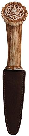Kilts Wi Hae My Heart is in the Highlands Resin Stag Horn Dress Sgian Dubh Haggis Stag Knife with Celtic Pattern