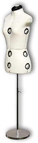 Deubl MystiqueTailor's Mannequin Dummy Adjustable Professional Ladies Torso, 8 Pieces, Female Bust, Fully Adjustable with Four Leg Stand (Rotating and Height-Adjustable), With 12 Wheels, Extra Adjustable Neck and Back Length Includes hem marker with pin fixing., Creme (Metall Standfuß, Gr. S (36-42).