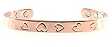 Copper Bracelet for Arthritis; Magnetic Therapy; Beautiful Heart Design; Commonly Worn for Pain Relief and Magnetic Healing; Can Also be Worn as an Accessory