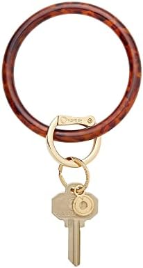 Bamboo Shaped Big O Key Ring - Pink Silicone Bracelet Keychain for