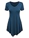 MBJ WT638 Short Sleeve Shirts for Womens Tops Casual V-Neck Summer Clothes Asymmetrical Tunic Blouses XXXL Teal
