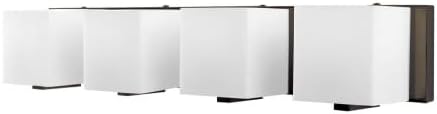 Alico Industries BV744-10-45 Borg Collection 4-Light Vanity Fixture, Oil Rubbed Bronze Finish with White Opal Glass