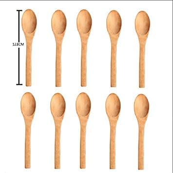 DaoRier Small Wooden Teaspoons Eco-friendly Coffee Honey Jam Spoons Cooking Tool Set of 10 size 12.8x2.9CM