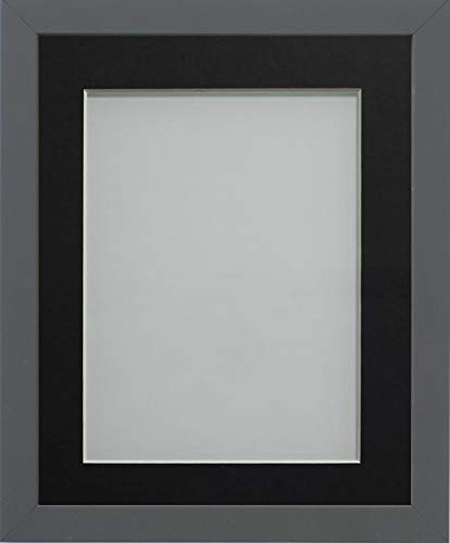 Frame Company Allington Grey Photo Frame with Black-V Groove Mount, 16x12 for 12x10 inch, fitted with perspex