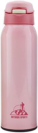 Sports Water Bottle, MerceHygea Vacuum Insulated Water Bottle 14oz Double Wall Stainless Steel Water Bottle, Keeps Your Drink Hot or Cold, Perfect for Camping Hiking Cycling Fitness (Pink with Brush)