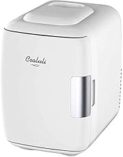 Cooluli Skincare Mini Fridge for Bedroom - Car, Office Desk & Dorm Room - Portable 4L/6 Can Electric Plug In Cooler & Warmer for Food, Drinks, Beauty & Makeup - 12v AC/DC & Exclusive USB Option, White