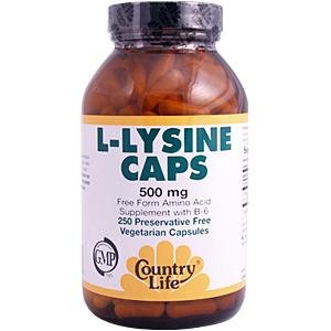 Country Life L-lysine 500 Mg with b-6, 250-Count