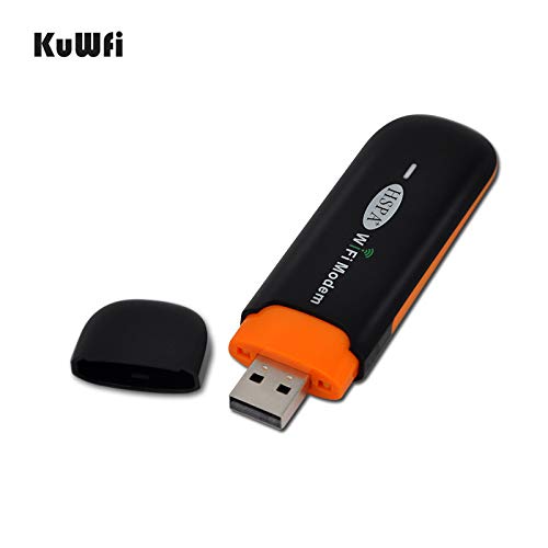 KuWfi Drahtloser Mini-USB Hotspot 3 G WiFi Modem + WiFi Router, Mobile, Wireless, Netzwerk, Hotspot mit SIM-Kartenschlitz, unterstützt 2G/3G Netzwerk, HSPA +/HSPA/UMTS 2100 MHz. Edge: 900/1800 MHz für Außen und Innen im Bus oder im Auto (SI