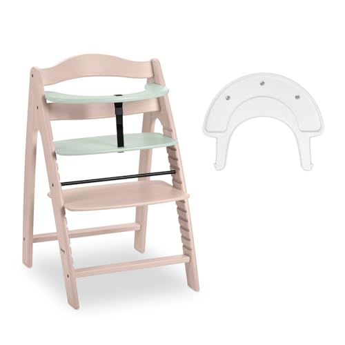 hauck Arketa N Play, Whitewashed Mint Baby High Chair with Play Tray (Without Games), Leg Guard, 5-Point Belt and Protective Bar – from 6 Months up to 130 kg – Adjustable Height