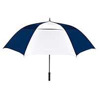 StrombergBrand The Vented Tornado 64" Windproof Waterproof PGA Professional Quality Ultimate Portable Golfers Auto Open Golf Umbrella for Men and Women, Navy Blue/White