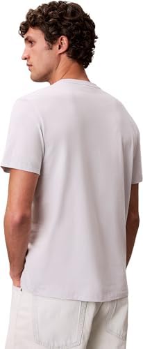 Uomo T-Shirt Maniche Corte Confezione da 2 Badge in Cotone, Multicolore (Bright White/Marble Gray), M
