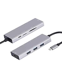 HDE USB C Hub para iPad Pro 2018 (11" y 12,9" modelos) 7 en 1 4K HDMI USB 3.0 (2X) SD y Micro SD lector de tarjetas con USB Tipo C Power (PD) Pasa a través (Grado de espacio profundo)