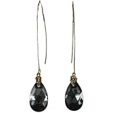 A SHER’S CREATION Long Austrian Crystal Drop Earrings 1 Micron Gold Plated French Hook, Hypoallergenic Handmade Jewelry for Women, Elegant Gift Box Royal Silver night Grey color