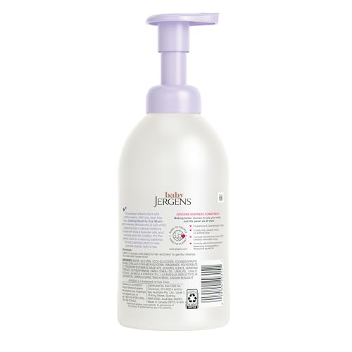 JERGENS BABY CALMING HEAD TO TOE FOAMING WASH, BABY SHAMPOO AND BODY WASH, SHAMPOO TEAR FREE, KIDS FOAMING BODY WASH, 18 FL OZ
