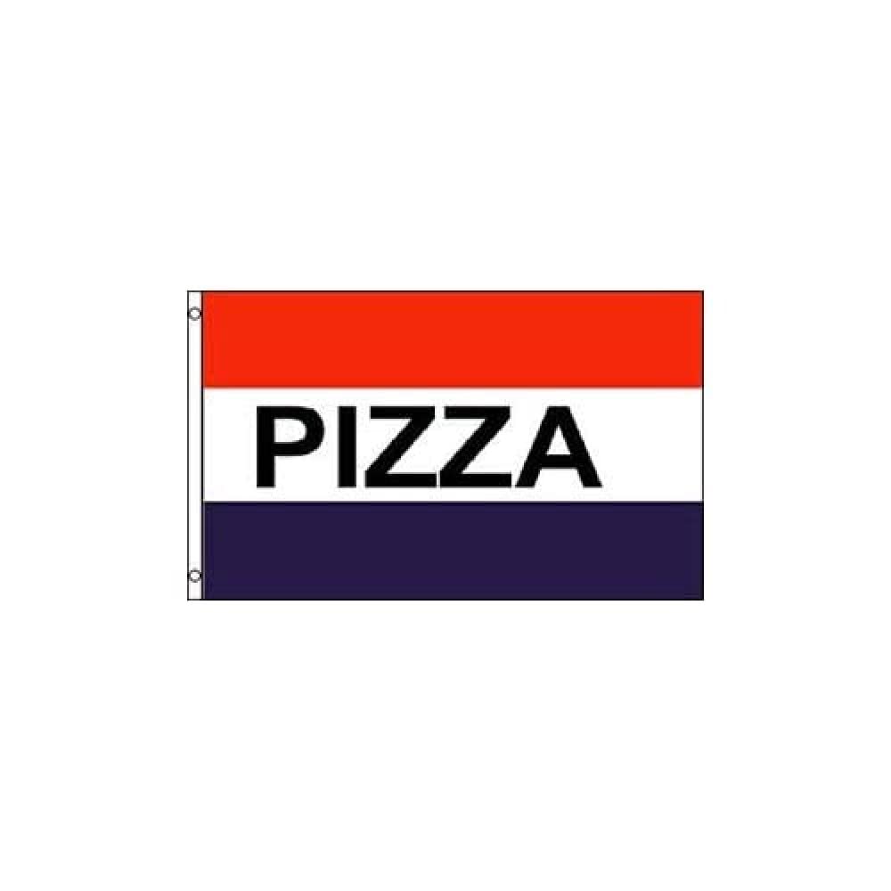 AZ FLAG - Pizza Blue White Red Flag - 3x5 Ft - 100D Polyester Fresh Pizzas Banner with Two Metal Grommets - Fade Resistant - Vivid Colors - 3' x 5' Feet - 150x90 Cm