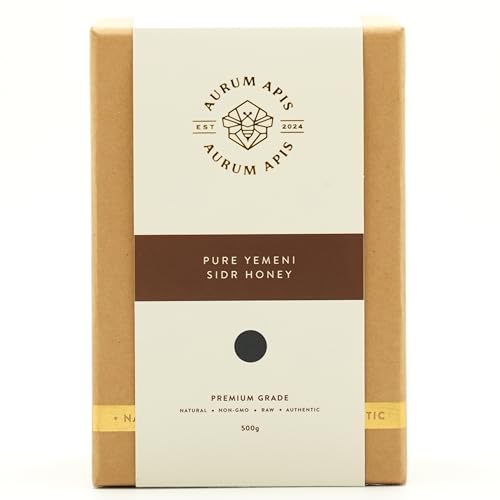 Aurum Apis Raw 100% Organic Honey Yemeni Sidr, Unfiltered Raw Honey, Hand Harvested | Non-GMO | Rich Nutrients | Natural Energy Source | Daily Wellness | Healthy Gift - 500g