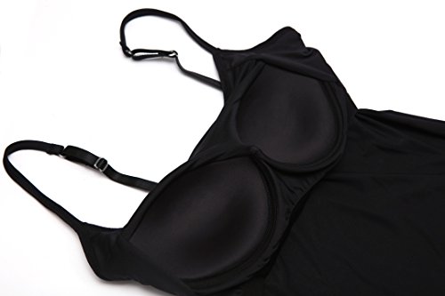 HBY Womens Camisole Built In Shelf Padded Bra Cami Bra Adjustable Straps Tank Top Solid Color Black Large - Thumbnail 6