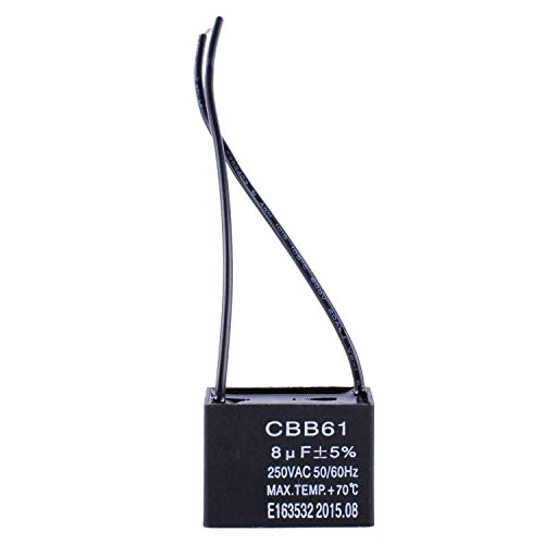 PODOY CBB61 8uf Ceiling Fan Capacitor 2 Wire for New Tech 250VAC 50/60Hz: Industrial & Scientific