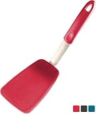 StarPack Premium Flexible Large Silicone Turner Spatula - High Heat Resistant to 600°F, Hygienic One Piece Design, Non Stick Rubber Kitchen Utensil for Fish, Eggs, Pancakes & Cookies (Cherry Red)
