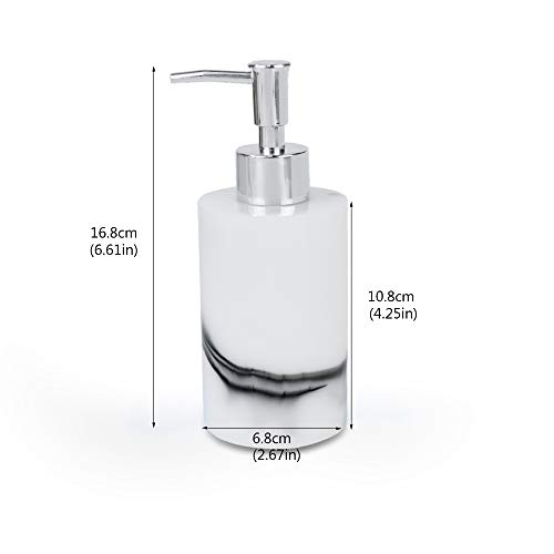 SUNTA Soap Dispenser, Refillable Resin Marble Style Lotion Liquid Soap Shampoo Dispenser Pump Bottle Container for Kitchen, Bathroom - White (250ml/8.5oz) - Thumbnail 5
