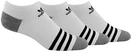 adidas Originals Hombre Originals Roller 3-Pack No Show, Blanco / Negro / Gris jaspeado, Grande, (Número de calzado 6-12)