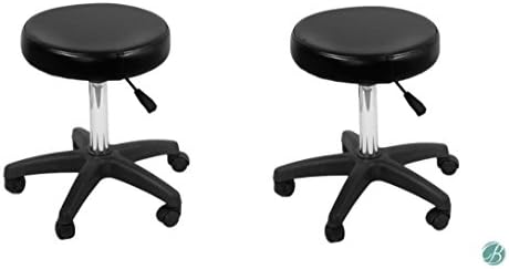 Set of 2 Rolling Salon Stool (Black) with adjustable height ideal for Massage, Facial Spa, Pedicure spa