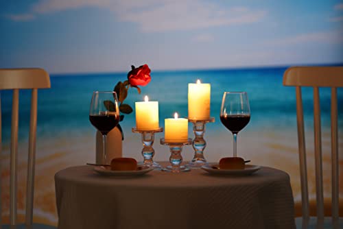 GMWD 3 Pcs Glass Candle Holder Set Clear, Transparent Candlesticks Holders Pillar Taper Candles Tealight Stand for Wedding Centerpieces Home Decorations Dining Table