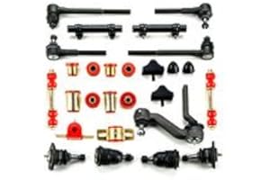 A-Resto-Parts Red Polyurethane Front End Suspension Rebuild Kit With Idler Arm Compatible With 1970, 1971, 1972, 1973 And 1974 Chevy II Nova, OEM Spec Replacement Parts, 27 Piece Kit