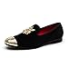 Men Genuine Leather Mens Metallic Textured Slip-on Glitter Loafers Shoes, Black/01, 9.5 US
