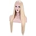 ENTRANCED STYLES Synthetic Blonde Lace Front Wigs for Women Long Straight Wig Middle Parting Natural Looking Wig for Daily Use Heat Resistant Fiber