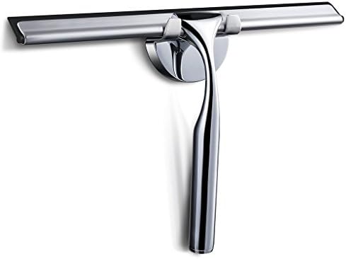 Deenice Shower Squeegee, Bathroom Shower Squeegee All-Purpose Squeegee for Car Glass/Window/Mirror, Stainless Steel Bathroom Squeegee with Suction Cup Hooks Holder