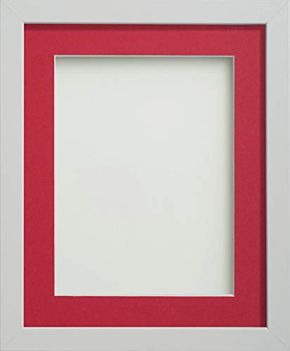 Frame Company Allington White 14x11 inch Frame With Red Mount For Image A4 *Choice of sizes* Fitted with Real Glass