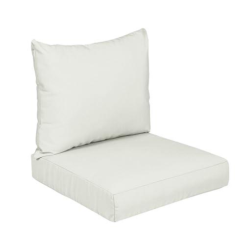 Sorra Home Boucle Snow Outdoor Knife Edge Deep Seating Pillow Set 23.5 in W x 2…