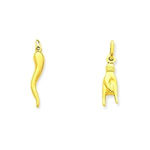 Amazon.com: 14K Yellow Gold Italian Horn & Mano Cornuto Italian Hand