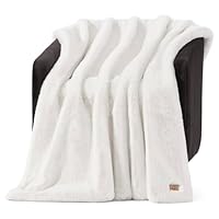 UGG Euphoria Faux Fur Throw Blanket, Warm Fluffy Throw for Couch or Bed, Luxury Bedroom Decor, Fluffy Blankets, Machine Washable, 50-inch x 70-inch, White Snow
