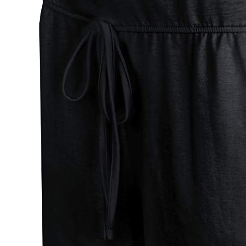 Stylish Womens Jumpsuits and Rompers Plus Size with Elastic Waist Pockets Black XL