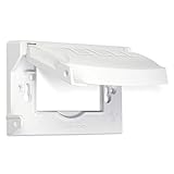 Hubbell Outdoor Lighting MX1250W Weatherproof Single Outlet Cover Outdoor Receptacle Protector, Horizontal Flat, White