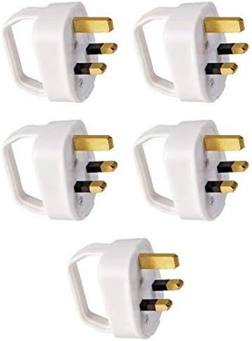 Tcllka Easy Pull Mains Plug Top 13A White Fuse x5 Pack