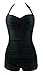 Cocoship Elegant Retro Inspired Boy-Leg One Piece Ruched Monokinis Swimsuit(FBA)