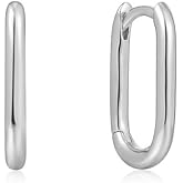 Sterling Silver Rounded Rectangular Huggie Earrings in Sterling Silver 925