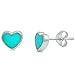 Green Turquiose Heart Shape .925 Sterling Silver Earring