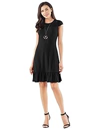 FRESCA Vestido de cóctel de manga corta con volantes de encaje para mujer