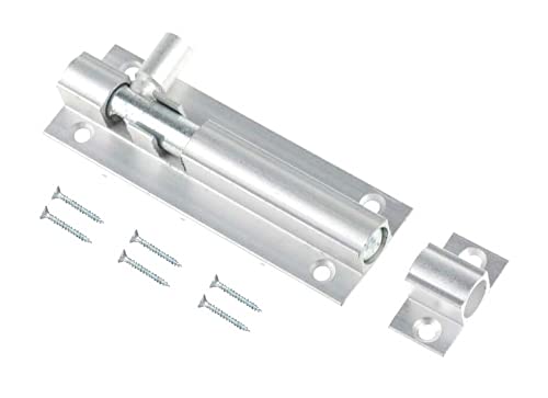 TERF® Aluminium Door Bolt Barrel Slide Lock 100mm [4''] Door Latch with Screws Ideal for Internal and External Doors Locks for Bedroom Bathroom Toilet Shed Gate Cupboards and Cabinets - 100mm