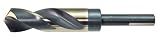 Drillco 1000EF Series High-Speed Steel Reduced-Shank Drill Bit, Black/Gold Oxide Finish, Round Shank with Flats, Spiral Flute, 135 Degree Split Point, 1-1/8" Size